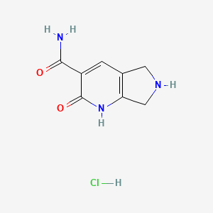 molecular formula C8H10ClN3O2 B1472845 2-oxo-2,5,6,7-tetrahydro-1H-pyrrolo[3,4-b]pyridine-3-carboxamide hydrochloride CAS No. 1864013-87-5