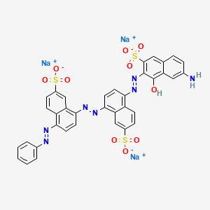 molecular formula C36H22N7Na3O10S3 B14728590 Trisodium 5-((7-amino-1-hydroxy-3-sulfo-2-naphthalenyl)azo)-8-((4-(phenylazo)-7-sulfo-1-naphthalenyl)azo)-2-naphthalenesulfonate CAS No. 6406-87-7