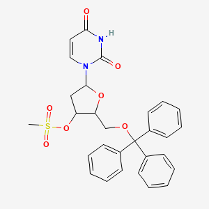 molecular formula C29H28N2O7S B14728617 [5-(2,4-Dioxopyrimidin-1-yl)-2-(trityloxymethyl)oxolan-3-yl] methanesulfonate CAS No. 6038-53-5