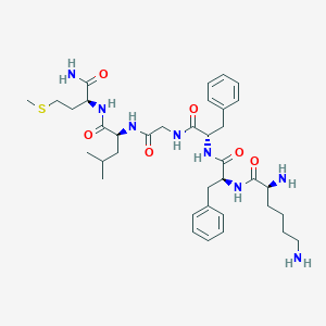 molecular formula C37H56N8O6S B14728655 L-Lysyl-L-phenylalanyl-L-phenylalanylglycyl-L-leucyl-L-methioninamide CAS No. 6062-54-0