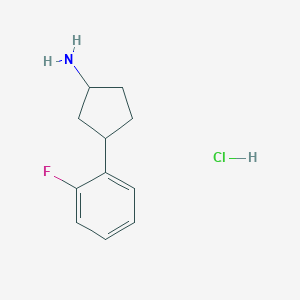 molecular formula C11H15ClFN B1472887 3-(2-氟苯基)环戊-1-胺盐酸盐 CAS No. 1803588-88-6