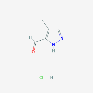 molecular formula C5H7ClN2O B1472892 4-甲基-1H-吡唑-3-甲醛盐酸盐 CAS No. 1803604-90-1