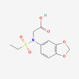 molecular formula C11H13NO6S B1472893 N-1,3-Benzodioxol-5-yl-N-(ethylsulfonyl)glycine CAS No. 1858256-04-8