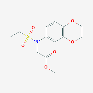 molecular formula C13H17NO6S B1472895 Methyl N-(2,3-dihydro-1,4-benzodioxin-6-yl)-N-(ethylsulfonyl)glycinate CAS No. 1858251-37-2