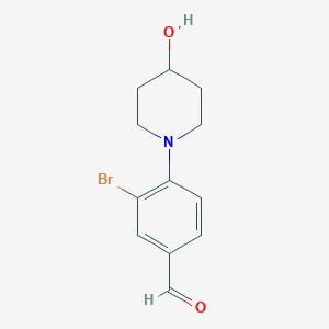 molecular formula C12H14BrNO2 B1472898 3-Bromo-4-(4-hydroxypiperidin-1-yl)benzaldehyde CAS No. 1698411-72-1