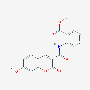 molecular formula C19H15NO6 B14729130 Methyl 2-[(7-methoxy-2-oxo-chromene-3-carbonyl)amino]benzoate CAS No. 7047-25-8