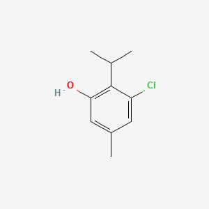 molecular formula C10H13ClO B14729240 Phenol, chloro-5-methyl-2-(1-methylethyl)- CAS No. 12001-44-4