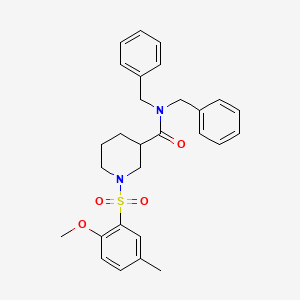 molecular formula C28H32N2O4S B14729395 N,N-dibenzyl-1-(2-methoxy-5-methyl-phenyl)sulfonyl-piperidine-3-carboxamide CAS No. 5869-80-7