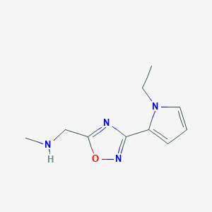 molecular formula C10H14N4O B1472945 1-(3-(1-ethyl-1H-pyrrol-2-yl)-1,2,4-oxadiazol-5-yl)-N-methylmethanamine CAS No. 1955522-80-1