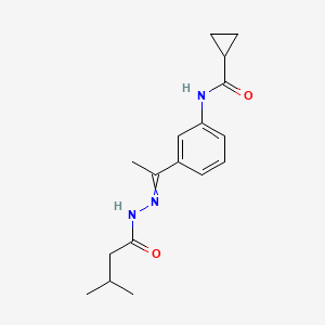 molecular formula C17H23N3O2 B14729560 N-(3-{1-[2-(3-Methylbutanoyl)hydrazinylidene]ethyl}phenyl)cyclopropanecarboxamide CAS No. 6399-24-2