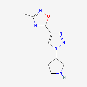 molecular formula C9H12N6O B1472980 3-Methyl-5-(1-pyrrolidin-3-yl-1H-[1,2,3]triazol-4-yl)-[1,2,4]oxadiazole CAS No. 1708428-05-0