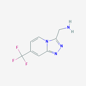 molecular formula C8H7F3N4 B1472982 (7-(Trifluoromethyl)-[1,2,4]triazolo[4,3-a]pyridin-3-yl)methanamine CAS No. 1785249-12-8