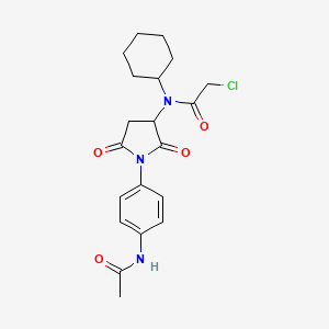 molecular formula C20H24ClN3O4 B1472984 N-{1-[4-(Acetylamino)phenyl]-2,5-dioxopyrrolidin-3-yl}-2-chloro-N-cyclohexylacetamide CAS No. 1858241-08-3