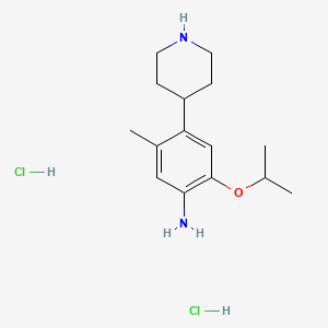 molecular formula C15H26Cl2N2O B1472985 2-Isopropoxy-5-methyl-4-(piperidin-4-yl)aniline dihydrochloride CAS No. 1380575-45-0