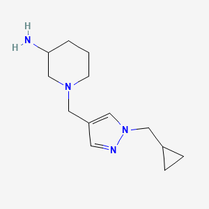 molecular formula C13H22N4 B1472986 1-((1-(cyclopropylmethyl)-1H-pyrazol-4-yl)methyl)piperidin-3-amine CAS No. 1955519-19-3