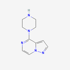 molecular formula C10H13N5 B1472995 4-(Piperazin-1-yl)pyrazolo[1,5-a]pyrazine CAS No. 1566453-50-6