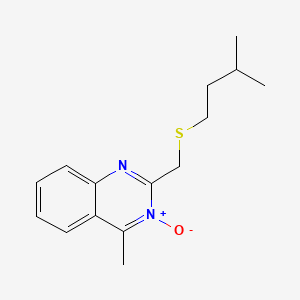 molecular formula C15H20N2OS B14730101 Quinazoline, 4-methyl-2-(((3-methylbutyl)thio)methyl)-, 3-oxide CAS No. 6327-38-4