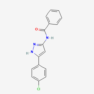molecular formula C16H12ClN3O B14730121 N-[5-(4-chlorophenyl)-1H-pyrazol-3-yl]benzamide CAS No. 13097-20-6