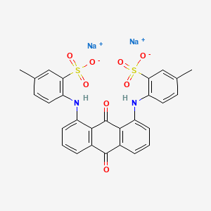 molecular formula C28H20N2Na2O8S2 B14730195 Disodium 4,4'-((9,10-dihydro-9,10-dioxo-1,8-anthrylene)diimino)bis(toluene-3-sulphonate) CAS No. 6408-68-0
