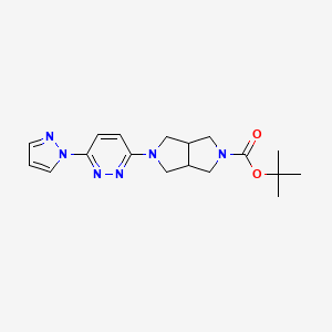 molecular formula C18H24N6O2 B1473050 tert-butyl 5-(6-(1H-pyrazol-1-yl)pyridazin-3-yl)hexahydropyrrolo[3,4-c]pyrrole-2(1H)-carboxylate CAS No. 2098116-74-4