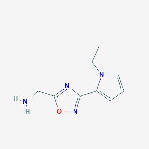 molecular formula C9H12N4O B1473052 (3-(1-ethyl-1H-pyrrol-2-yl)-1,2,4-oxadiazol-5-yl)methanamine CAS No. 1934433-01-8
