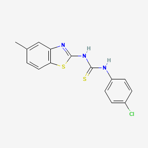 molecular formula C15H12ClN3S2 B14730530 N-(4-Chlorophenyl)-N'-(5-methyl-1,3-benzothiazol-2-yl)thiourea CAS No. 5923-76-2