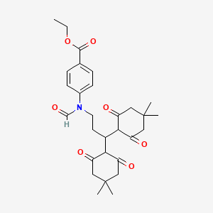 molecular formula C29H37NO7 B14730682 Ethyl 4-{[3,3-bis(4,4-dimethyl-2,6-dioxocyclohexyl)propyl](formyl)amino}benzoate CAS No. 6859-37-6