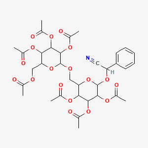 molecular formula C34H41NO18 B14730705 Phenyl{[2,3,4-tri-o-acetyl-6-o-(2,3,4,6-tetra-o-acetylhexopyranosyl)hexopyranosyl]oxy}acetonitrile CAS No. 5401-54-7