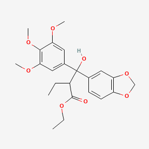 molecular formula C23H28O8 B14730732 Ethyl 2-[1,3-benzodioxol-5-yl(hydroxy)(3,4,5-trimethoxyphenyl)methyl]butanoate CAS No. 6327-58-8