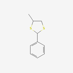 molecular formula C10H12S2 B14730933 4-Methyl-2-phenyl-1,3-dithiolane CAS No. 5616-53-5