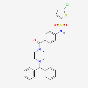 molecular formula C28H26ClN3O3S2 B14731261 N-[4-(4-benzhydrylpiperazine-1-carbonyl)phenyl]-5-chloro-thiophene-2-sulfonamide CAS No. 6574-51-2