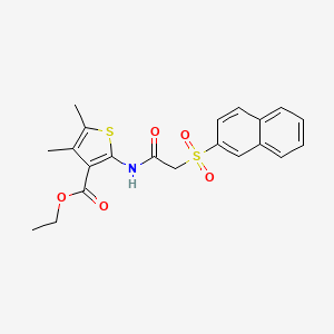 molecular formula C21H21NO5S2 B14731305 Ethyl 4,5-dimethyl-2-[(2-naphthalen-2-ylsulfonylacetyl)amino]thiophene-3-carboxylate CAS No. 5386-27-6