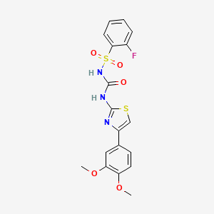 molecular formula C18H16FN3O5S2 B14731487 N-{[4-(3,4-Dimethoxyphenyl)-1,3-thiazol-2-yl]carbamoyl}-2-fluorobenzene-1-sulfonamide CAS No. 6119-32-0