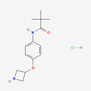 molecular formula C14H21ClN2O2 B1473157 N-(4-(azetidin-3-yloxy)phenyl)pivalamide hydrochloride CAS No. 2098017-76-4
