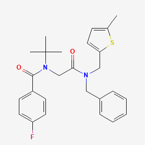 molecular formula C26H29FN2O2S B14731684 N-[[benzyl-[(5-methylthiophen-2-yl)methyl]carbamoyl]methyl]-4-fluoro-N-tert-butyl-benzamide CAS No. 5914-32-9