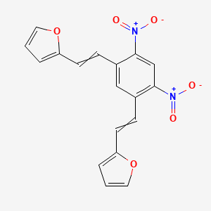 molecular formula C18H12N2O6 B14731895 2-[2-[5-[2-(Furan-2-yl)ethenyl]-2,4-dinitrophenyl]ethenyl]furan CAS No. 5136-60-7