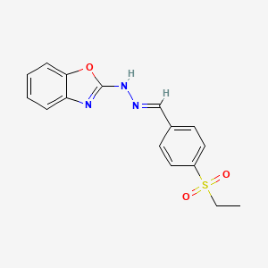 molecular formula C16H15N3O3S B14732489 Benzaldehyde, p-ethylsulfonyl-, benzoxazolylhydrazone CAS No. 6291-30-1