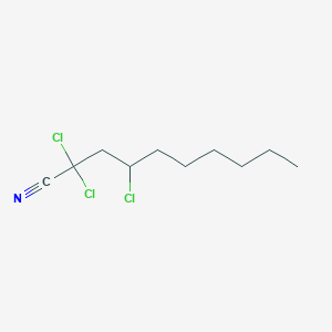 molecular formula C10H16Cl3N B14732627 2,2,4-Trichlorodecanenitrile CAS No. 13026-81-8