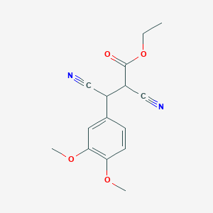 molecular formula C15H16N2O4 B14732641 Ethyl 2,3-dicyano-3-(3,4-dimethoxyphenyl)propanoate CAS No. 5422-75-3