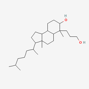molecular formula C26H48O2 B14732772 6-(3-Hydroxypropyl)-3a,6-dimethyl-3-(6-methylheptan-2-yl)dodecahydro-1h-cyclopenta[a]naphthalen-7-ol CAS No. 6242-19-9