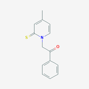 molecular formula C14H13NOS B14732798 Ethanone, 2-(4-methyl-2-thioxo-1(2H)-pyridinyl)-1-phenyl- CAS No. 13134-83-3