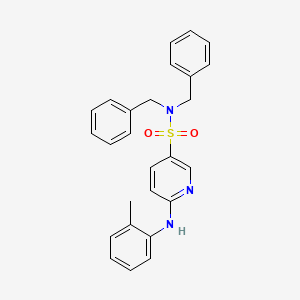 molecular formula C26H25N3O2S B14732981 N,N-dibenzyl-6-[(2-methylphenyl)amino]pyridine-3-sulfonamide CAS No. 7066-26-4