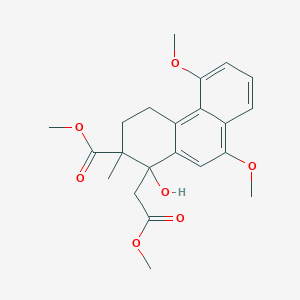 molecular formula C22H26O7 B14732997 Methyl 1-hydroxy-5,9-dimethoxy-1-(2-methoxy-2-oxoethyl)-2-methyl-1,2,3,4-tetrahydrophenanthrene-2-carboxylate CAS No. 6636-52-8
