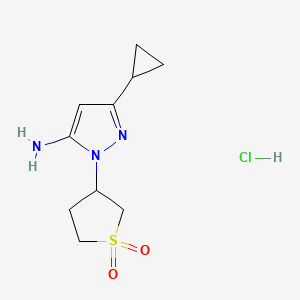 molecular formula C10H16ClN3O2S B1473302 3-(5-amino-3-cyclopropyl-1H-pyrazol-1-yl)-1$l^{6}-thiolane-1,1-dione hydrochloride CAS No. 2098123-94-3