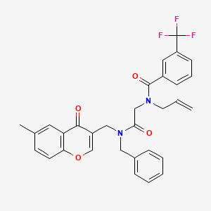 molecular formula C31H27F3N2O4 B14733142 N-(2-{Benzyl[(6-methyl-4-oxo-4H-1-benzopyran-3-yl)methyl]amino}-2-oxoethyl)-N-(prop-2-en-1-yl)-3-(trifluoromethyl)benzamide CAS No. 6041-66-3