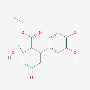 molecular formula C18H24O6 B14733261 Ethyl 6-(3,4-dimethoxyphenyl)-2-hydroxy-2-methyl-4-oxocyclohexanecarboxylate CAS No. 5415-57-6