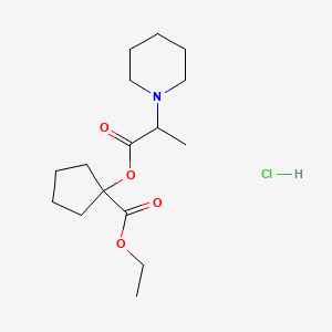 molecular formula C16H28ClNO4 B14733262 Ethyl 1-(2-piperidinopropionoxy)cyclopentane-1-carboxylate hydrochloride CAS No. 13227-87-7