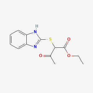 molecular formula C13H14N2O3S B14733292 Ethyl 2-[(1H-benzimidazol-2-yl)sulfanyl]-3-oxobutanoate CAS No. 5268-66-6