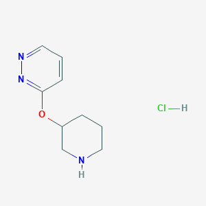 molecular formula C9H14ClN3O B1473332 3-(Piperidin-3-yloxy)pyridazine hydrochloride CAS No. 1426290-95-0