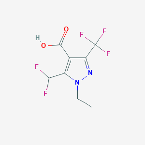 molecular formula C8H7F5N2O2 B1473334 5-(difluoromethyl)-1-ethyl-3-(trifluoromethyl)-1H-pyrazole-4-carboxylic acid CAS No. 1394690-57-3